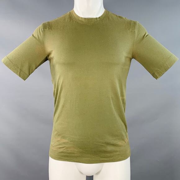 JOHN BARTLETT Size 38 Green Olive Cotton Crew Neck T-shirt - Picture 1 of 12